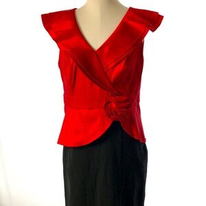 Women’s Vintage MISS KIM Long Red & Black Formal Prom Sleeveless Dress Size? EUC